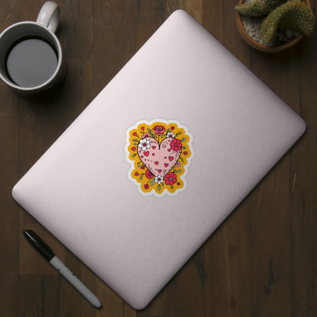Floral Heart For Valentines Day by Creatifly Graphic Tees
